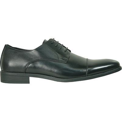 Mens Antique Cap Toe Lace Up Oxford Dress Shoe in Black