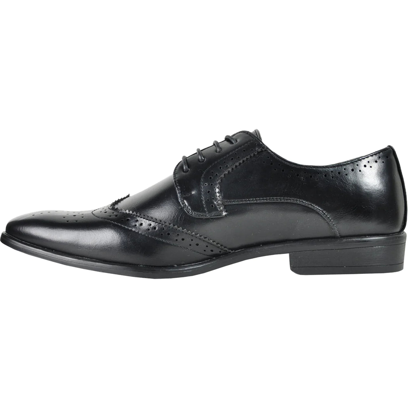 Mens Vintage Style 1920's Wingtip Lace Up Dress Shoe in Black