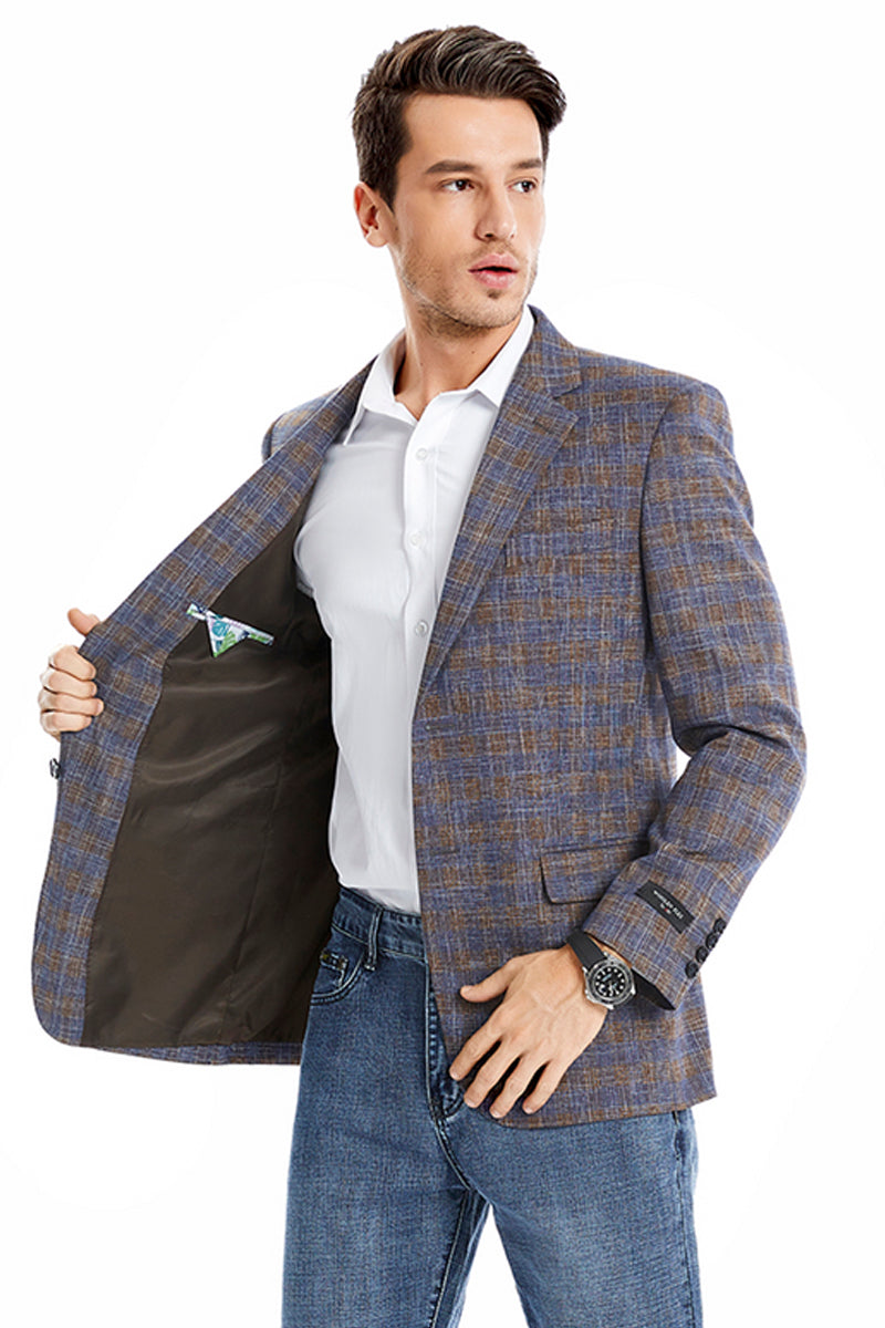 Men's Two Button Slim Fit Business Casual Sport Coat in Light Brown ...