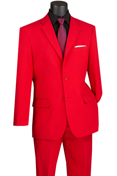Mens 2 Button Classic Poplin Suit in Red