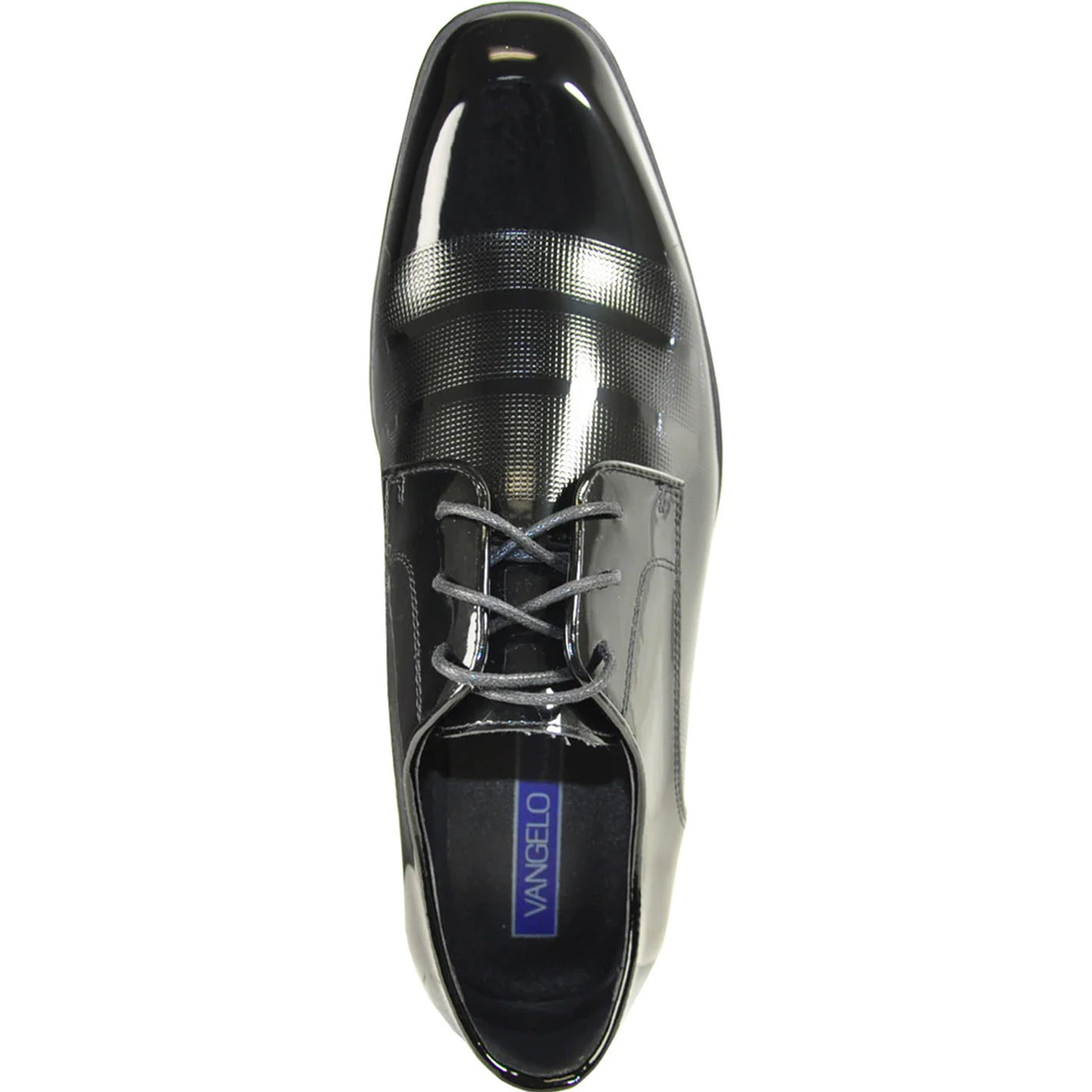 Mens Classic Patent Textured Tuxedo Oxford Lace Up Dress Shoe in Black