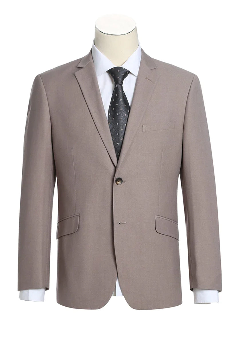 Basic Suit Collection Mens Basic Two Button Slim Fit Suit in Dark Tan – SignatureMenswear