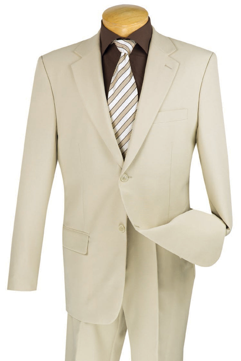 Mens 2 Button Classic Poplin Suit in Beige – SignatureMenswear