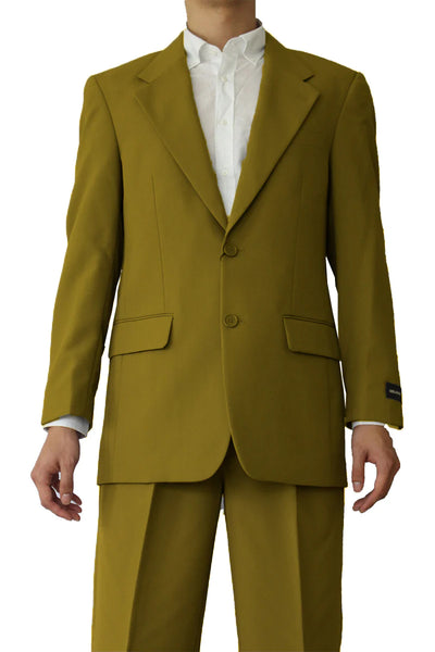 Mens 2 Button Slim Fit Poplin Basic Suit in Mustard