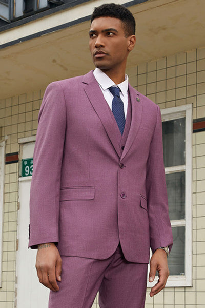 Men's Stacy Adam's Two Button Fancy Vested Suit in Lilac Lavender