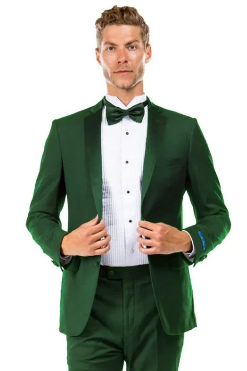 Men's Two Button Slim Fit Wedding & Prom Tuxedo in Hunter Green