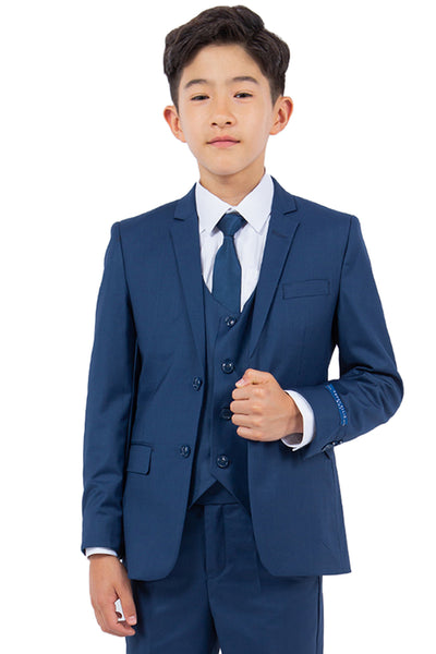 Perry Ellis Vested Boy's Wedding Suit in Indigo Blue