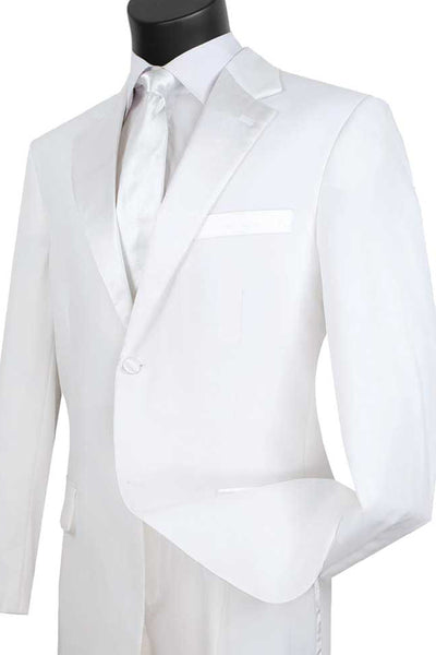 Mens Classic 2 Button Poplin Tuxedo in White