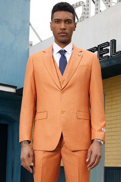 Men's Stacy Adam's Two Button Fancy Vested Suit in Orange