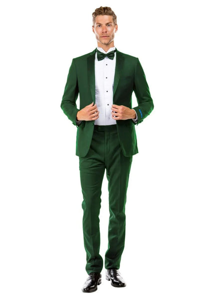 Men's Two Button Slim Fit Wedding & Prom Tuxedo in Hunter Green