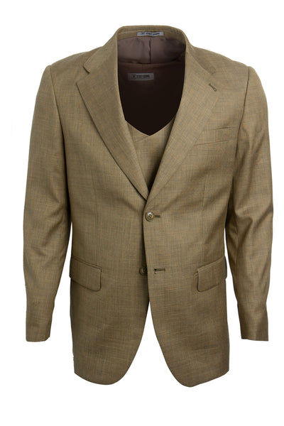 Men's Two Button Vested Stacy Adams Sharkskin Suit in Light Mustard