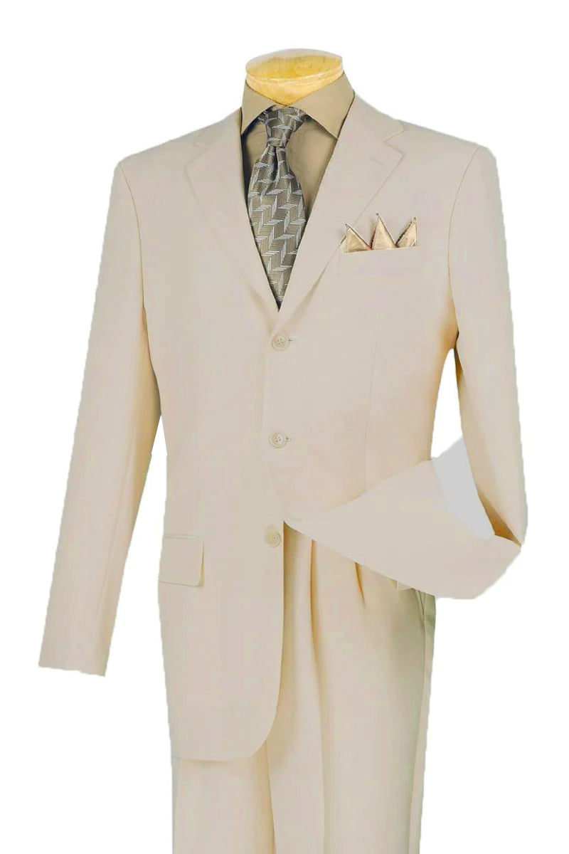 Mens Classic 3 Button Regular Fit Suit in Tan – SignatureMenswear