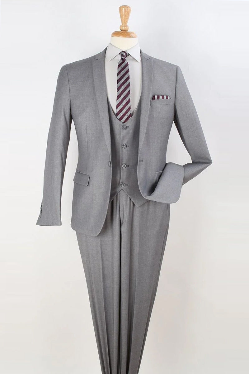 Men's Blue 1 Button Shawl Lapel  Slim Fit Vested Suit main image 1