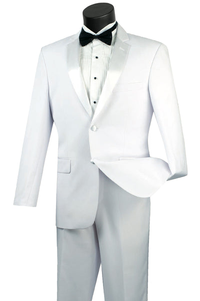 Mens Modern Fit 2 Button Tuxedo in  White