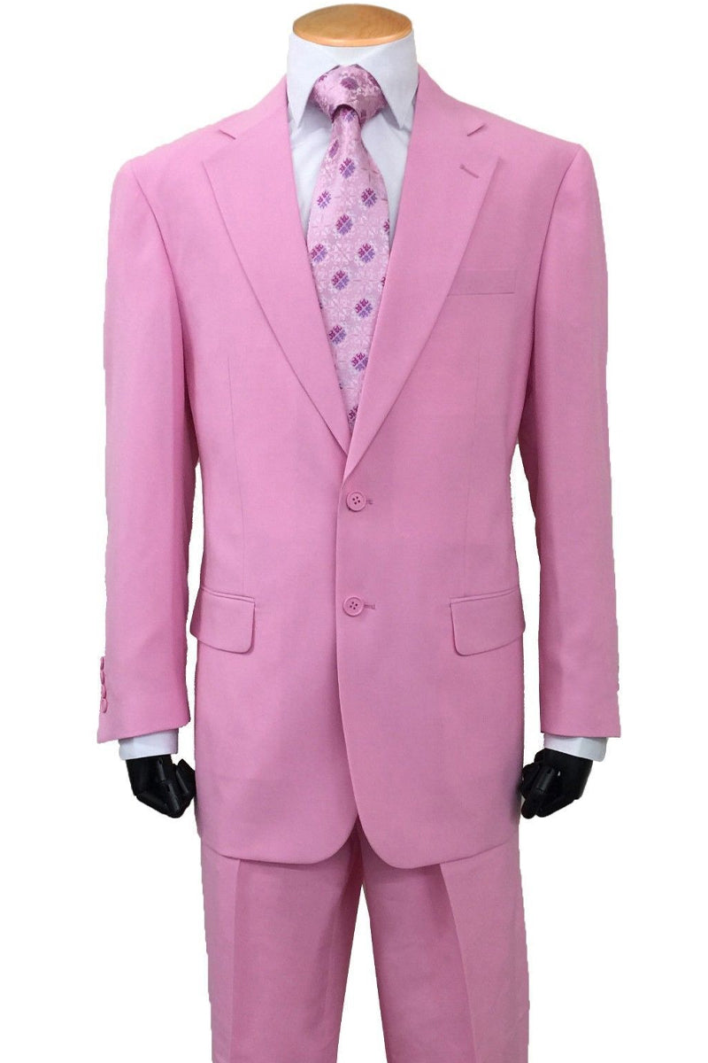 Mens 2 Button Slim Fit Poplin Basic Suit in Pink