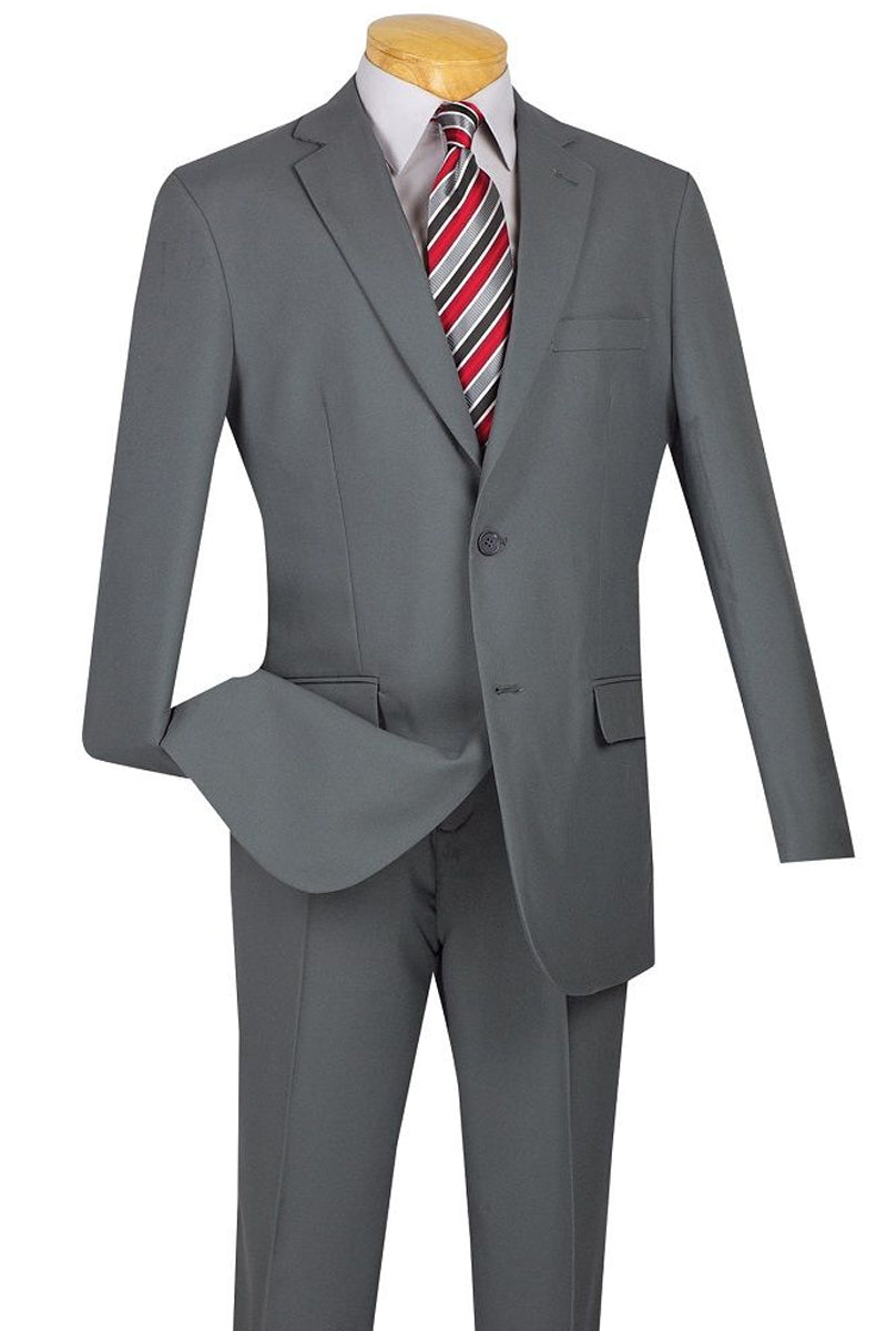 Mens Two Button Modern Fit Wool Feel Suit in Light Grey