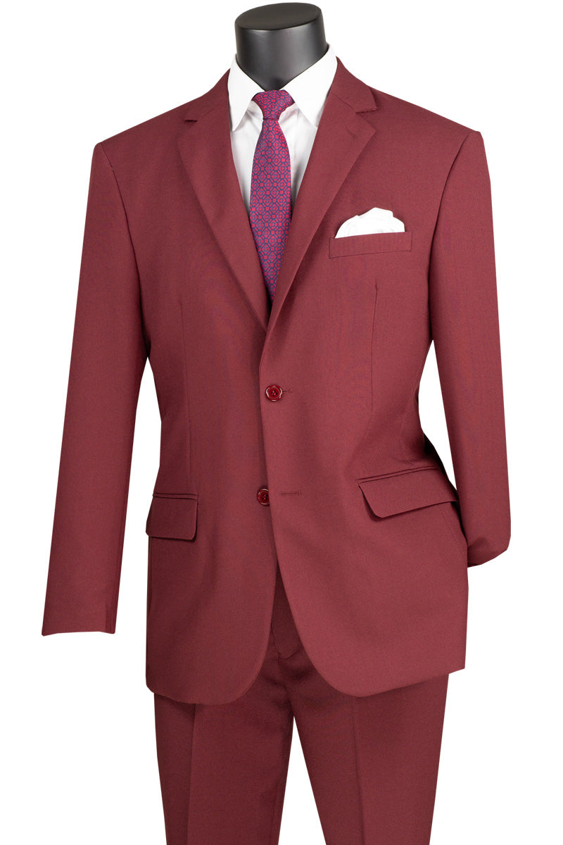Mens 2 Button Classic Poplin Suit in Burgundy – SignatureMenswear