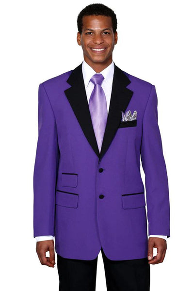 Mens 2 Button Classic Fit Contrast Collar Tuxedo in Purple