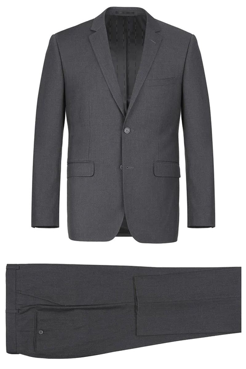 Mens Extra Long Basic Two Button Suit in Dark Grey