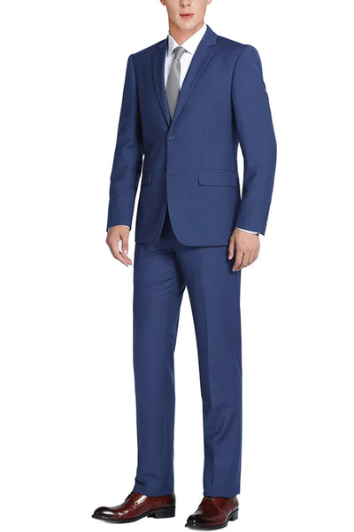 Mens Basic Two Button Classic Fit Suit with Optional Vest in Royal Sapphire Blue