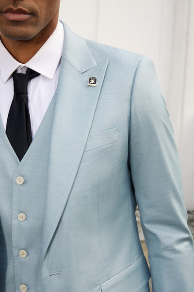 Men's Stacy Adam's Vested Summer Peak Lapel Suit in Sky Blue