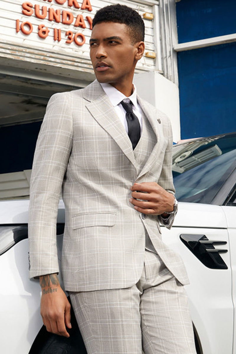 Men's Stacy Adams Modern Fit Business Sport Coat Blazer in Grey Plaid