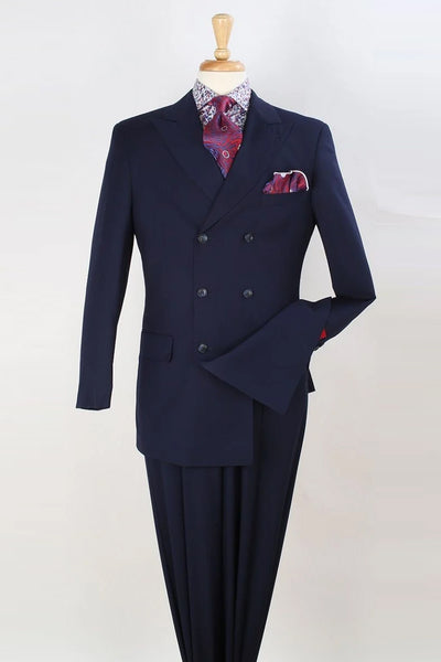 Mens Three Quarter Length Double Breasted Fashion Suit in Navy