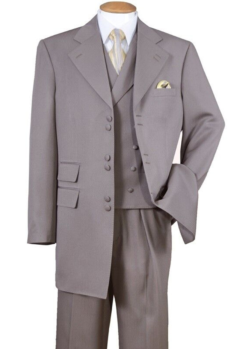 Mens Double Button Vested Fashion Zoot Suit in Brown – SignatureMenswear