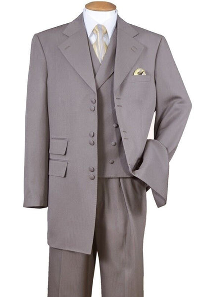 Mens Double Button Vested Fashion Zoot Suit in Brown