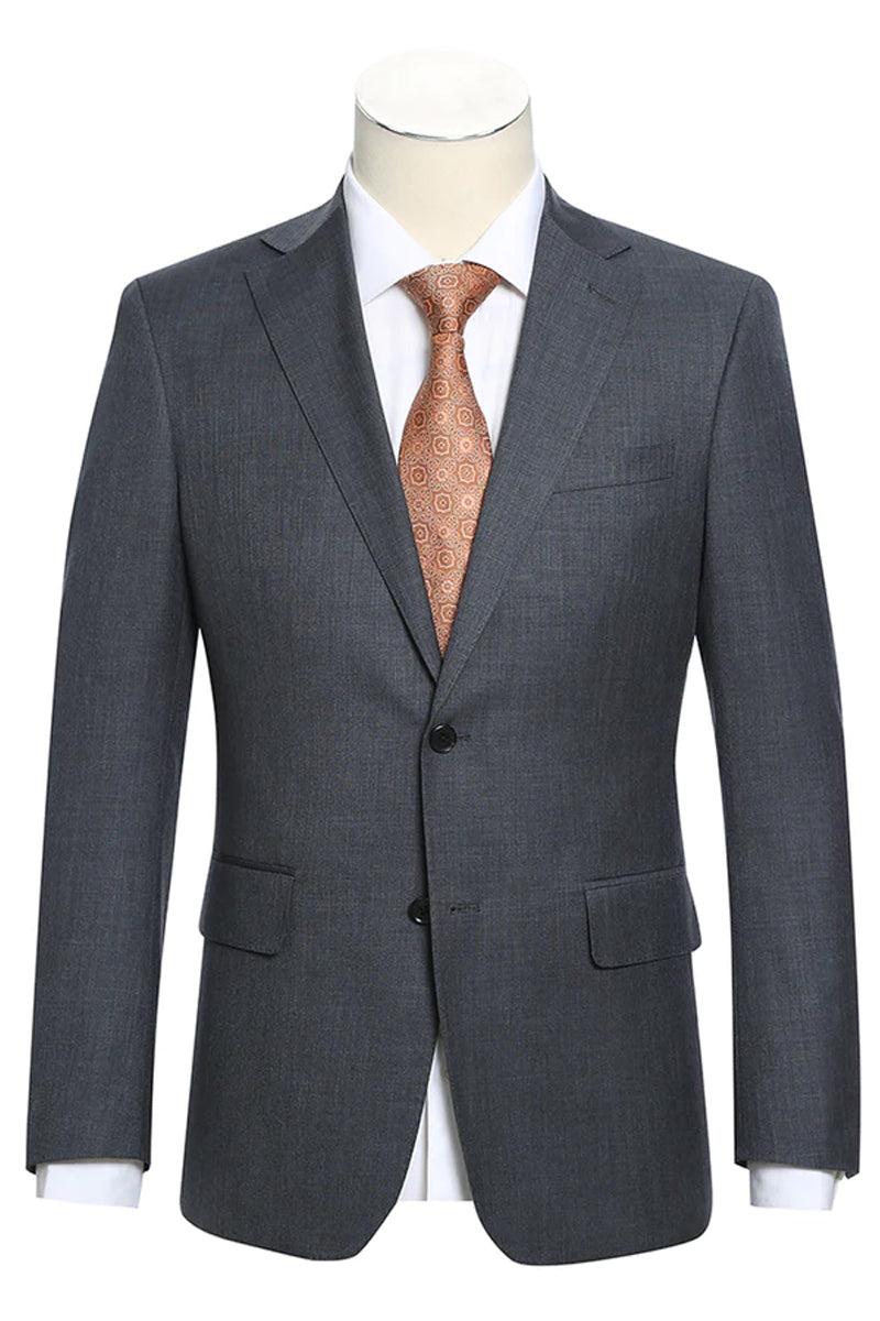 Mens Designer Slim Fit Two Button Suit in Charcoal Grey – SignatureMenswear