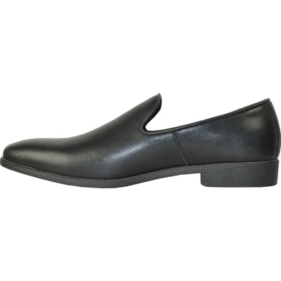 Mens Classic Plain Toe Slip on Loafer Dress Shoe in Black