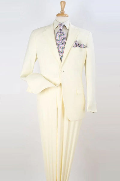 Mens Two Button Modern Fit Basic Poplin Suit in Ivory