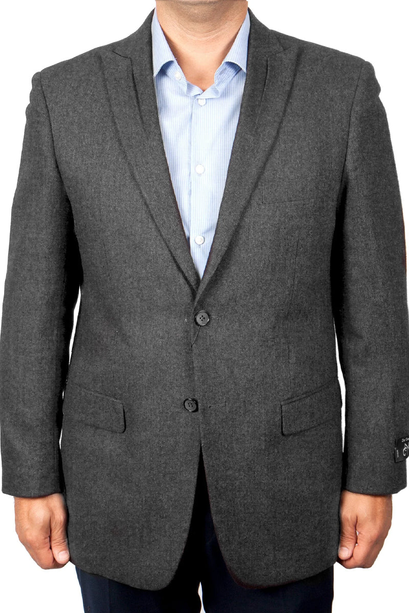 Men's Two Button Peak Lapel Wool Blazer in Grey