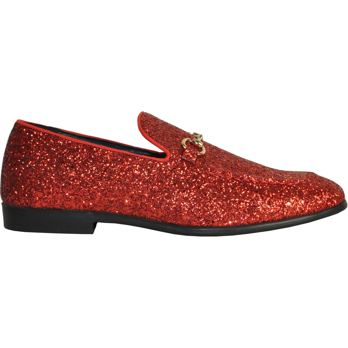 Mens Modern Glitter Sequin Prom Tuxedo Loafer in Red