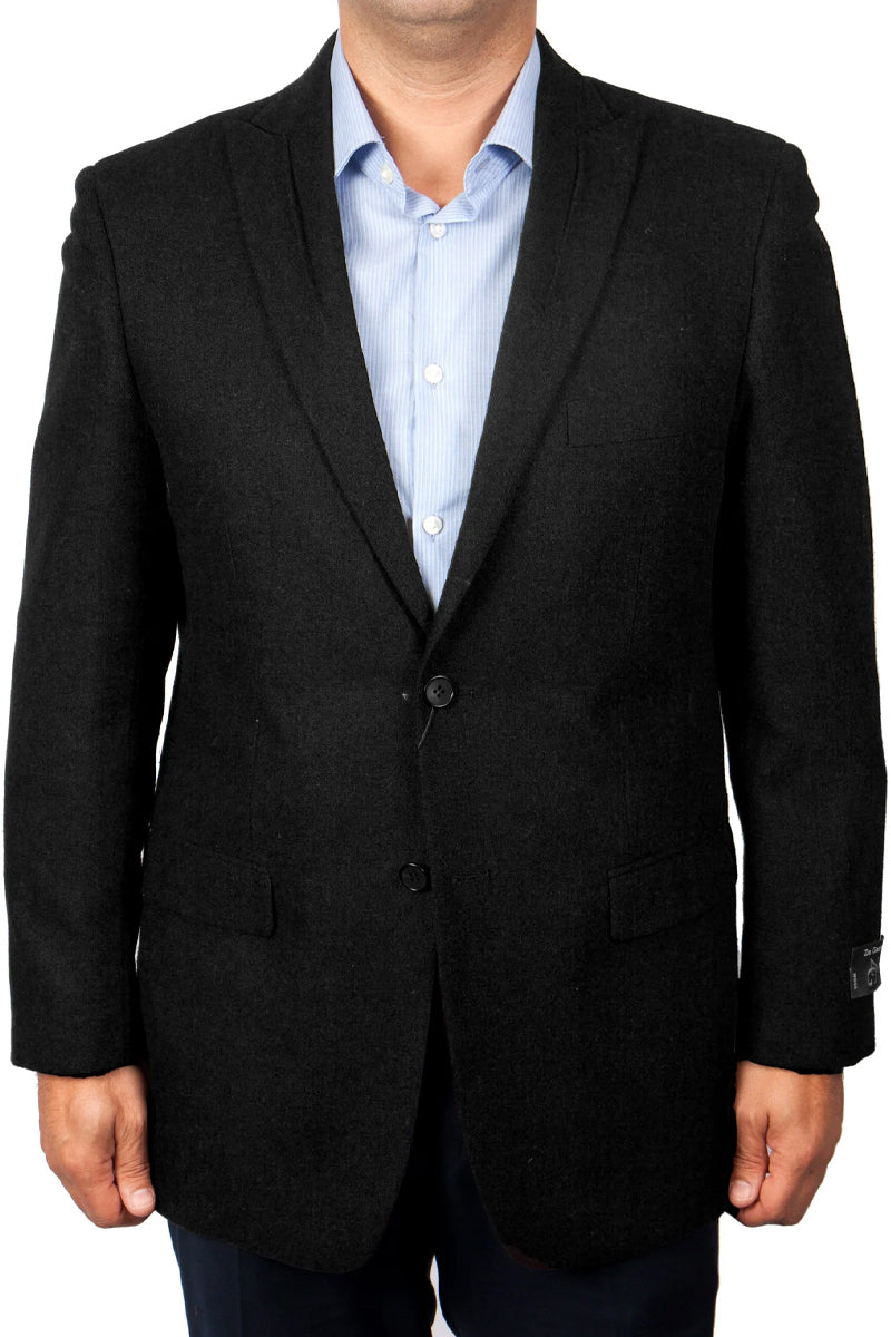 Men's Two Button Peak Lapel Wool Blazer in Navy – SignatureMenswear