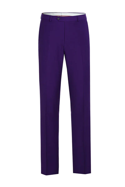 Mens Basic Two Button Slim Fit Suit in Purple