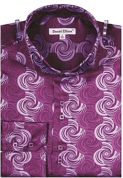 Men's Regular Fit Fancy Swirl Pattern Sports Shirt in Purple