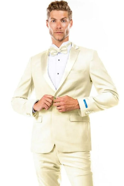 Men's Two Button Slim Fit Wedding & Prom Tuxedo in Ivory