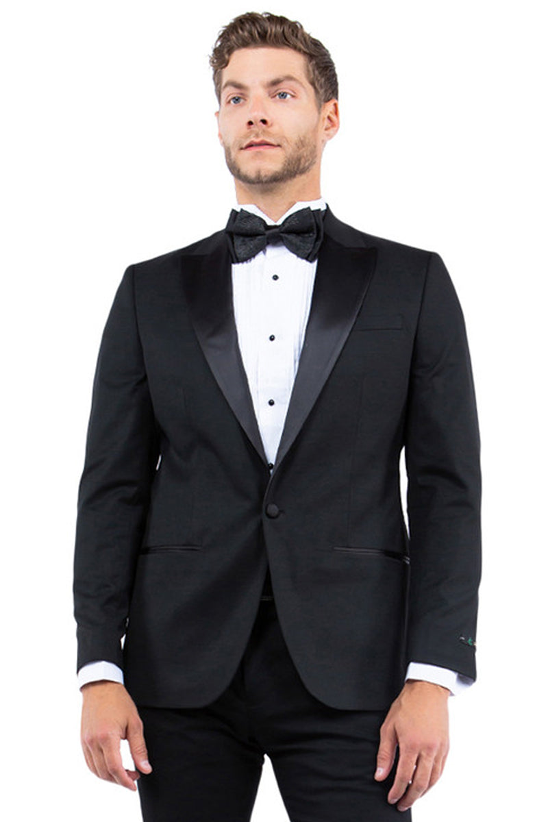 Men's Modern Fit One Button Peak Lapel Tuxedo Separates Jacket in Blac ...