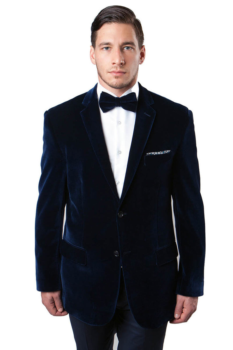 Men's Two Button Classic Velvet Blazer in Navy – SignatureMenswear