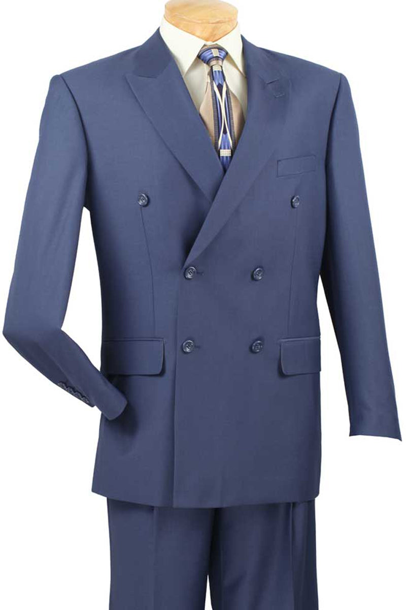 Mens Classic Double Breasted Suit in Blue