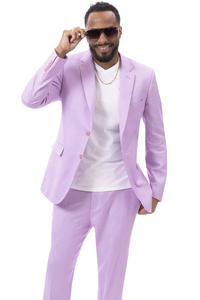 Men's Modern Fit Casual Summer Linen Suit in Lilac Lavender