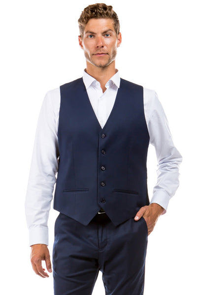 Men's Designer Wool Suit Separate Vest in Navy