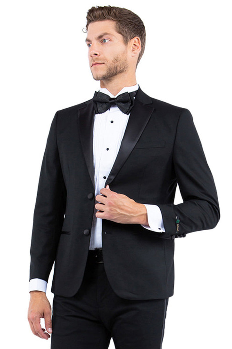 Men's Modern Fit Two Button Notch Lapel Tuxedo Separates Jacket in Black