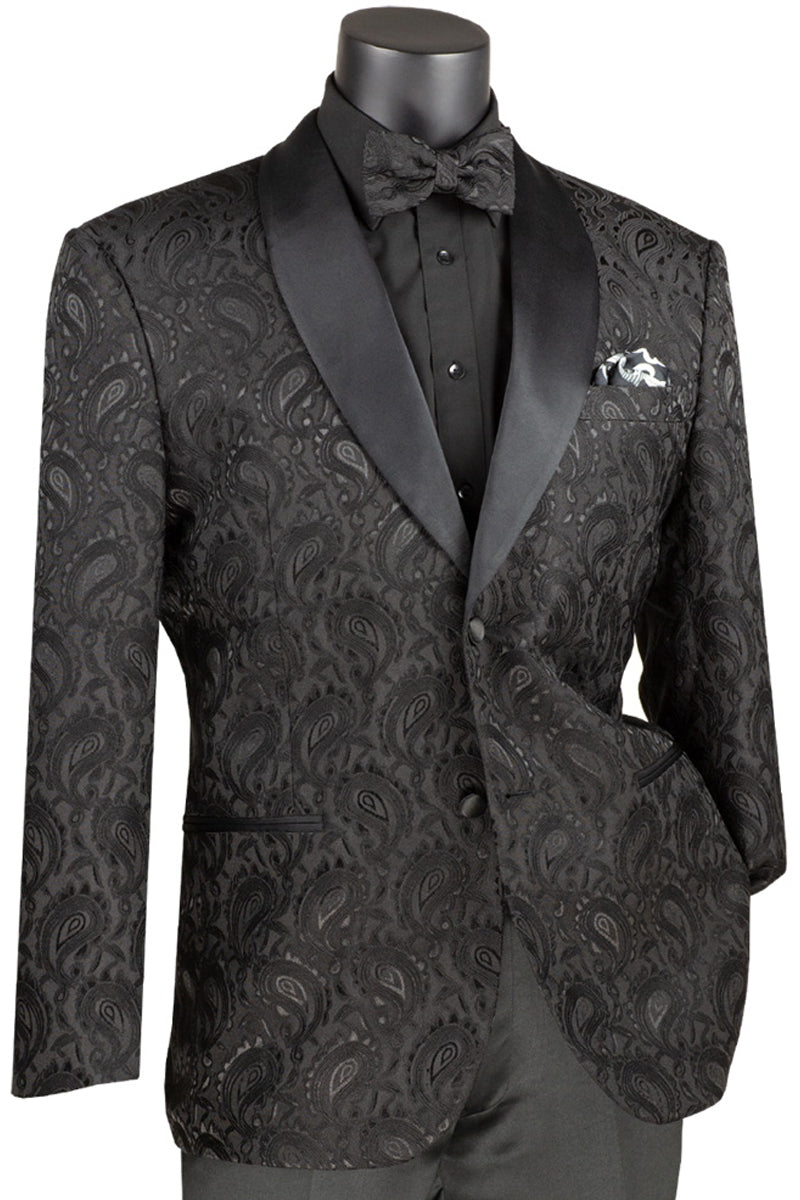 Mens Paisley Jacquard Prom Tuxedo in Black – SignatureMenswear