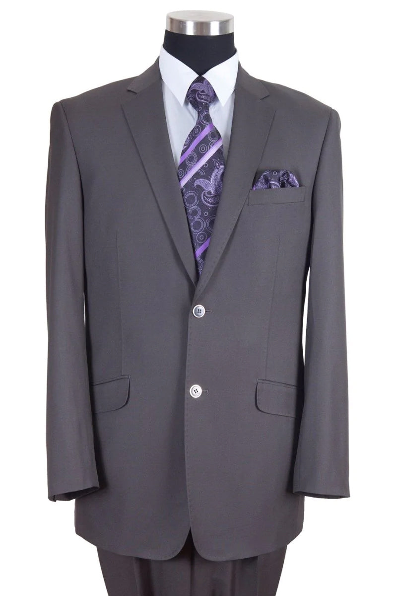 Mens Basic 2 Button Wool Feel Modern Fit Suit in Grey – SignatureMenswear