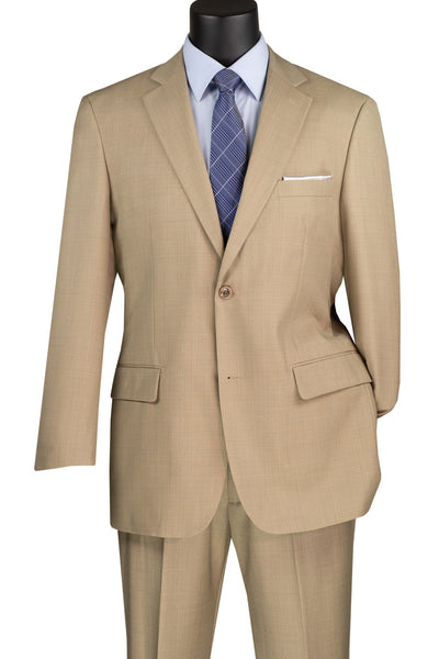 Mens 2 Button Weave Pattern Sharkskin Suit in Beige