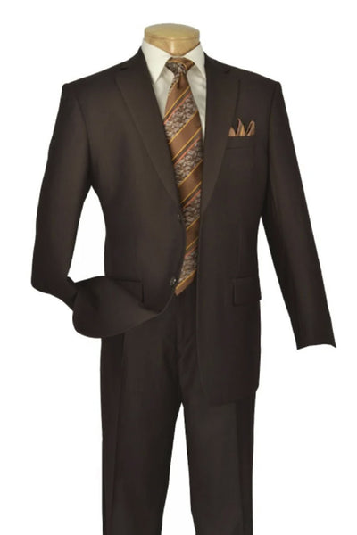 Mens Modern Fit Two Button Poplin Suit in Brown