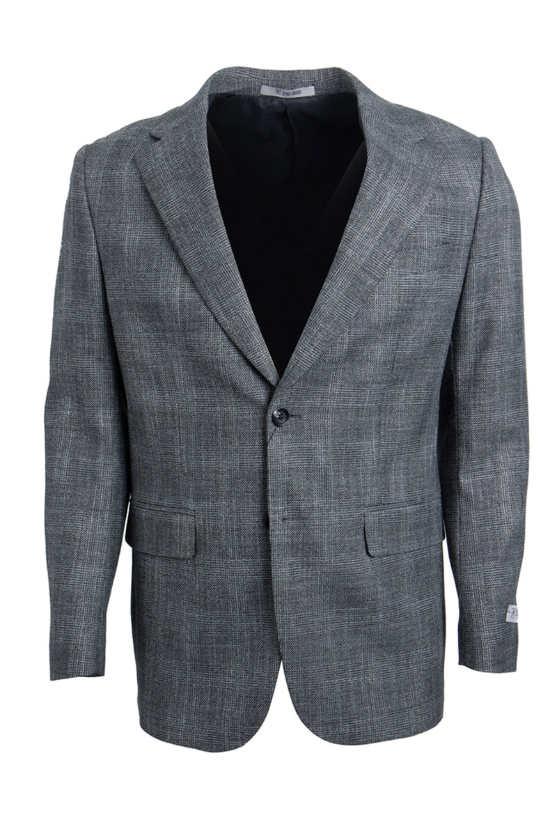 Men's Two Button Stacy Adams Glen Plaid Sport Coat Blazer in Grey