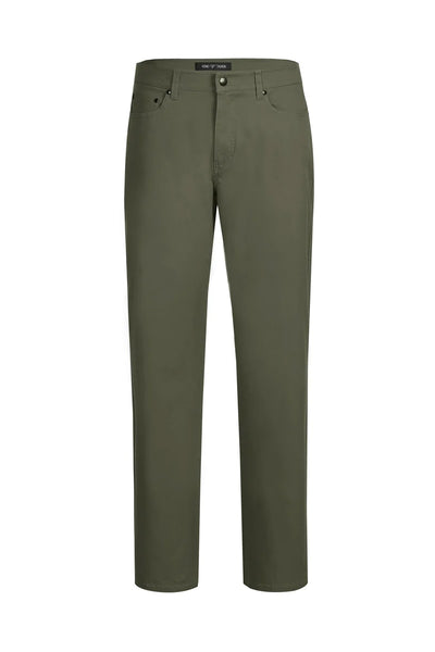 Mens Five Pocket Cotteon Strech Chino Dress Pant in Olive Green